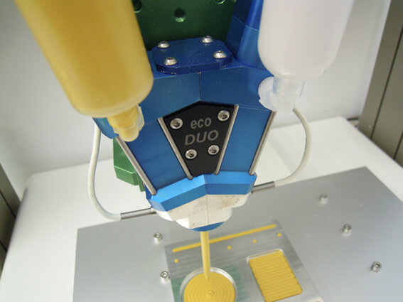 How do you dispense thermal adhesives and pastes?