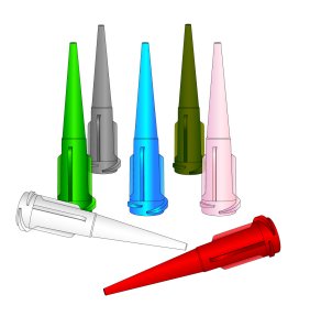 UV blocking smooth flow tapered dispensing tips