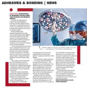 Brandon Medical success story in British Plastics and Rubber magazine, September 2015