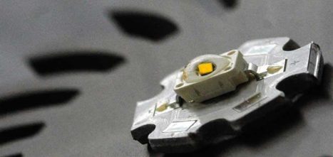 Domed LED bonded to heat sink with Polytec thermally conductive adhesives