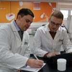 Discussing trial results in Technology Centre