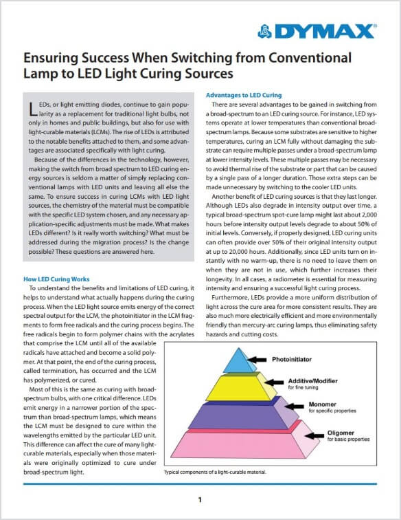 White Paper: Ensuring Success When Switching from Conventional Lamp to LED Light Curing Sources