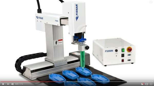 Fisnar F5200N gantry dispensing robot automates dispensing & dosing