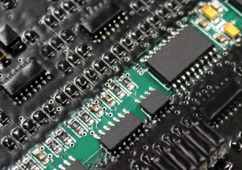 Black opaque conform coating from Intertronics enhances pcb security