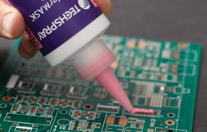 Wondermask P being dispensed onto PCB