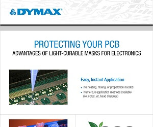 Dymax SpeedMask temporary masking for electronics soldering, conformal coating
