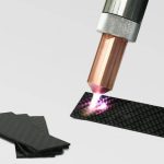 Relyon Plasma PB3 plasma jet directed onto a carbon fiber reinforced plastic sample