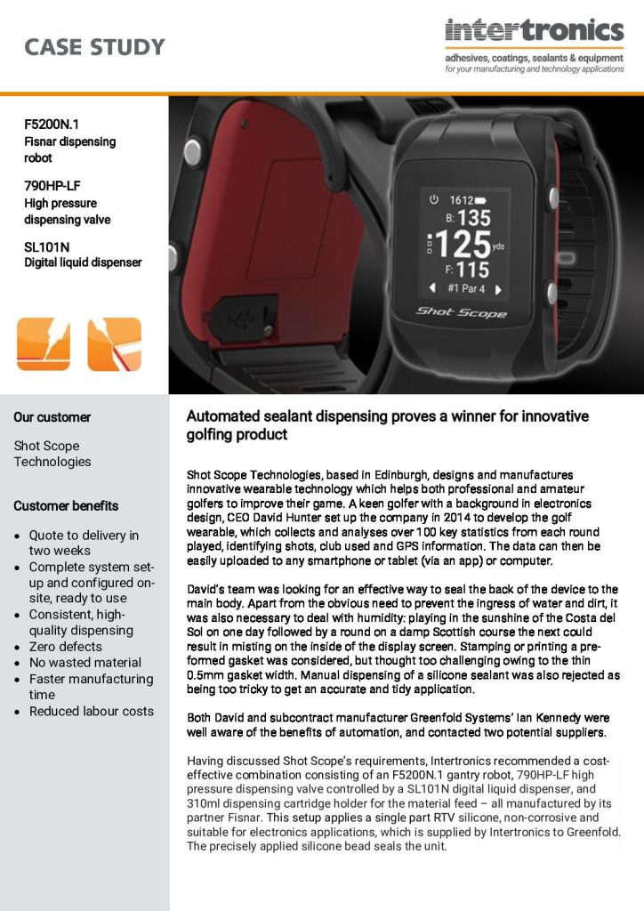Automated Sealant Dispensing Proves a Winner for Innovative Golfing Product