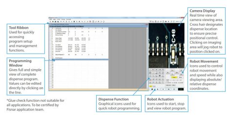 Computer screen showing software used to control a dispensing robot
