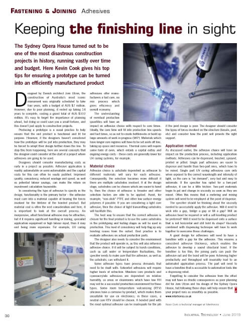 Adhesives – keeping the finishing line in sight