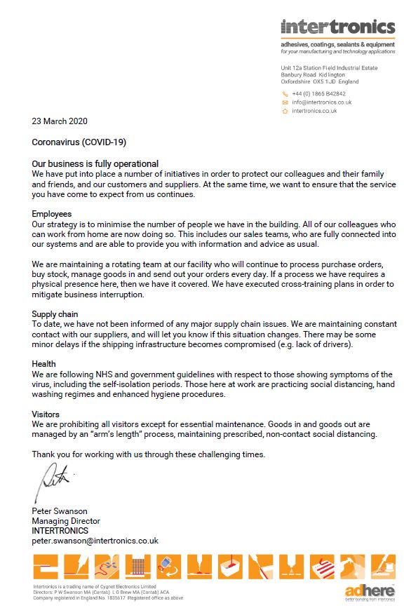 A letter to you about COVID-19 and us