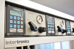 Close up of multiple jetting valves control panel