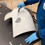 car bumper being repaired with B2B repair adhesive