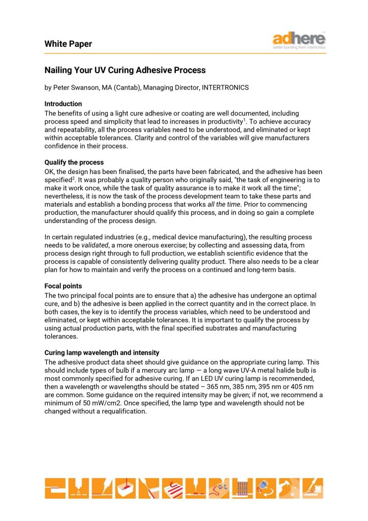 White Paper: Nailing your UV curing adhesive process