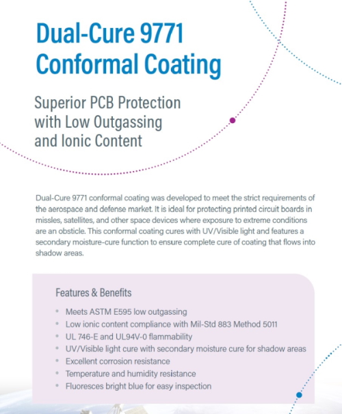 Low outgassing conformal coating meets ASTM E595 & MIL-STD 883