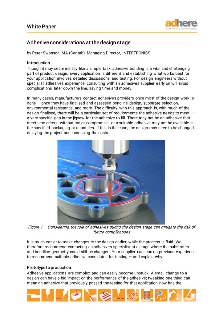 Whitepaper Adhesive considerations at the design stage