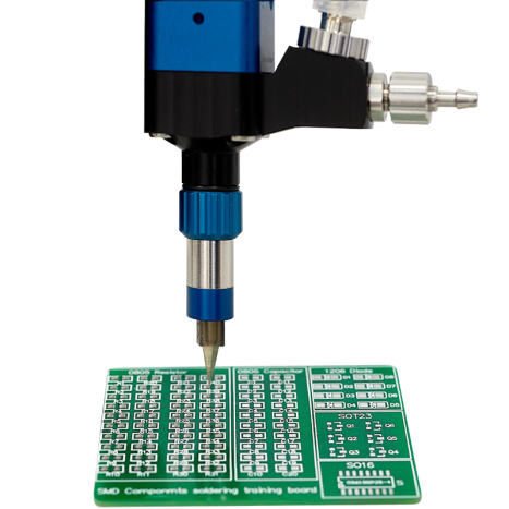 eco-PEN XS dispensing solder paste onto a PCB